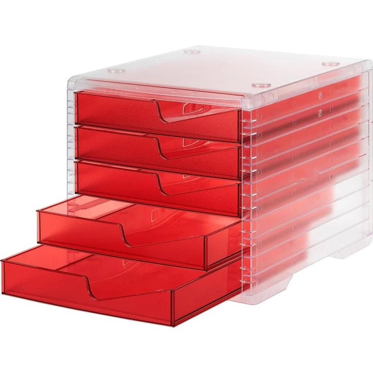 Styro Schubladenbox styrowingsbox 5 Schübe light transparent/cranberry – Bild 2