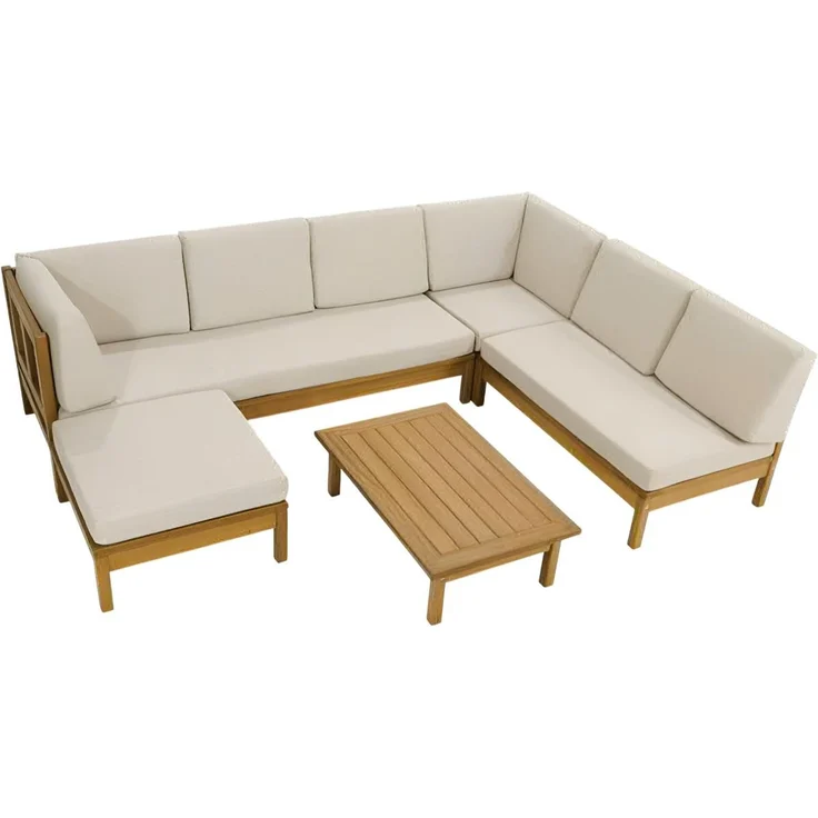 JVmoebel Ecksofa L-Form in Beige, 3-teilig mit Hocker und Couchtisch, Made in Europa