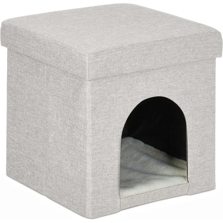 Relaxdays Katzenhöhle faltbar beige, 38,5 x 37 x 37 cm – Bild 1