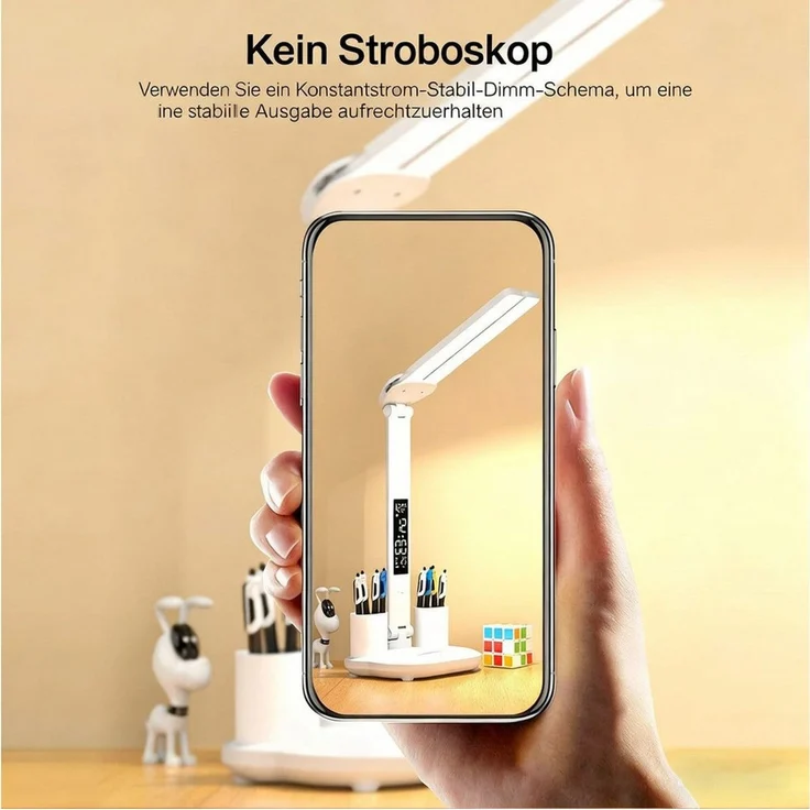 Toomoke LED Schreibtischlampe LED Schreibtischlampe Tischlampe Dimmbar Touch Leselampe 3-Farbige, LED fest integriert, weißes Licht,neutralweißes Licht,warmes Licht, Touch-Steuerung, tragbar, faltbar,Augenschutz, Nachttischlampe – Bild 3