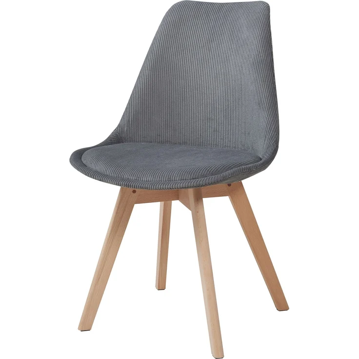 Esszimmerstuhl Fläten 4er Set Cord Grau [en. casa] – Bild 4