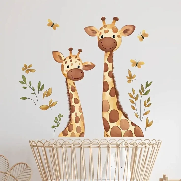 Montegoni Wandsticker Selbstklebende Giraffen Wandaufkleber – Kinderzimmer Dekoration (einzel, 1x Set mit selbstklebenden Giraffen Wandaufklebern), Selbstklebend, einfache Anwendung, Giraffen Design für Kinderzimmer – Bild 5