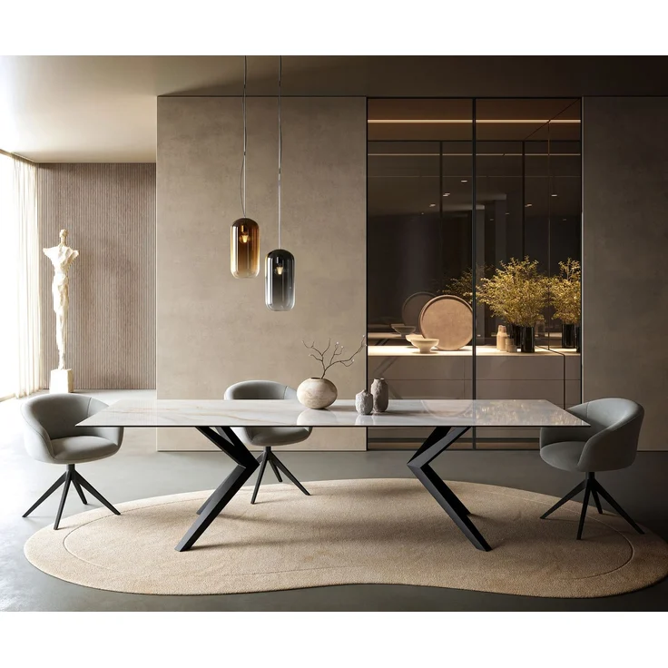 Esstisch Edge 300x100 cm Keramik Onyx Pearl Zenthara kantig Metall Schwarz – Bild 2