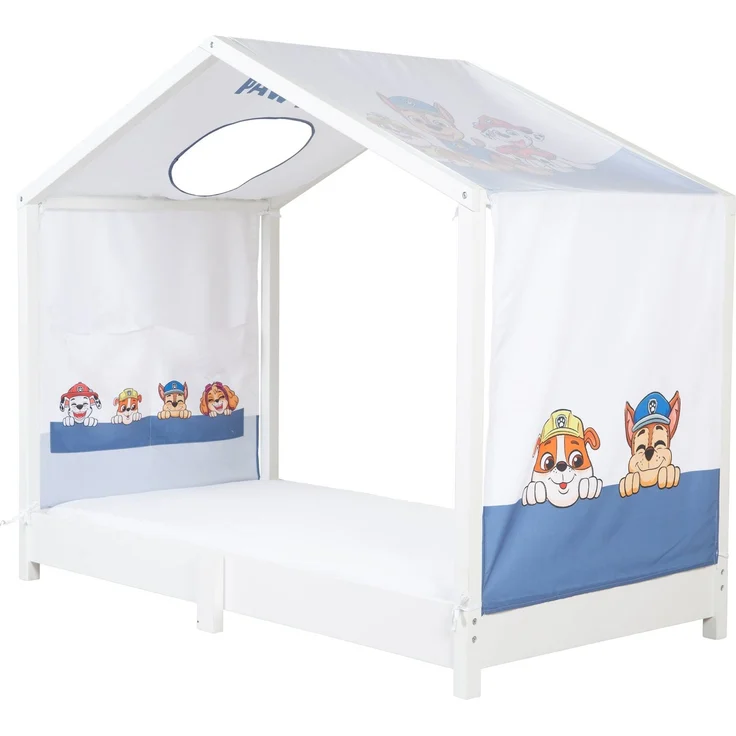 roba Bezug für Montessori Hausbetten 70 x 140 cm im Paw Patrol Design - Passendes Zubehör zum Umbau in Himmelbett - Inkl. 3 Aufbewahrungstaschen & Dachfenster – Bild 2