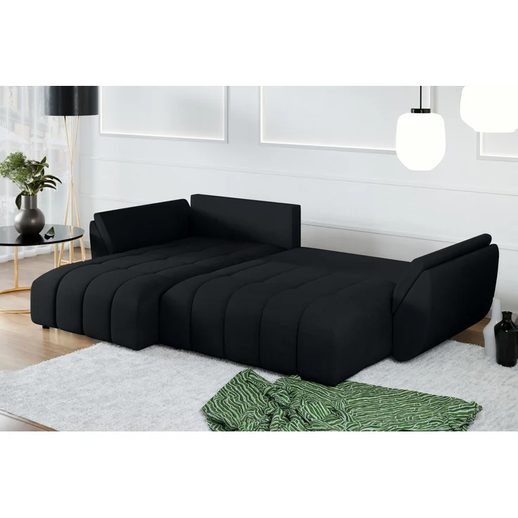 AX LIVING L Form schwarze Ecksofa Verciani Schlaffunktion Bettkasten – Bild 4