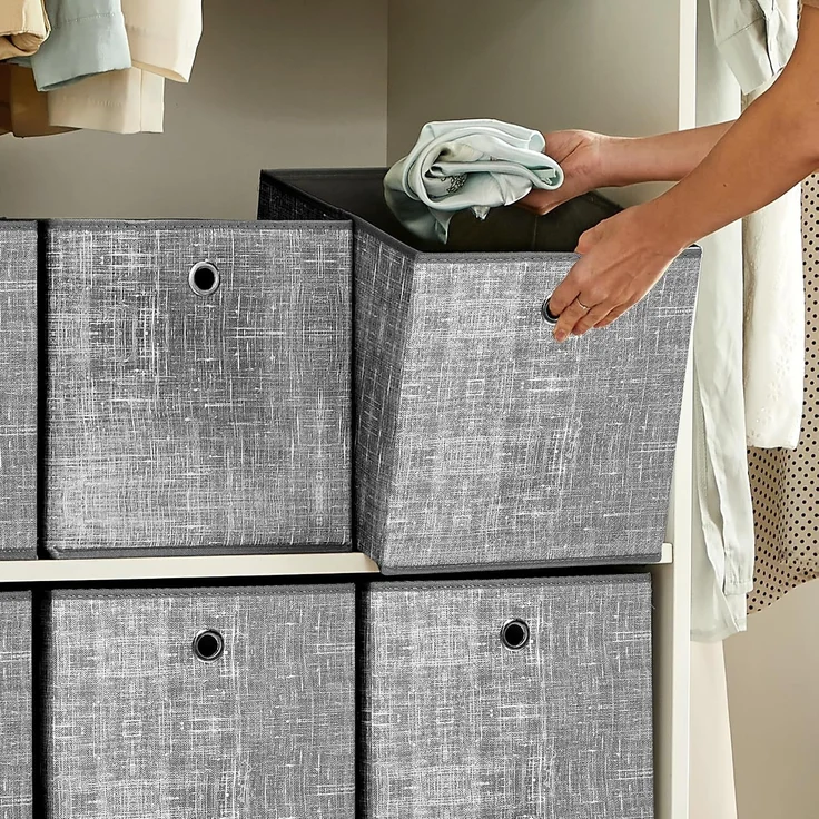 SONGMICS Aufbewahrungsbox mit Griff, 6er Set, Vliesstoff grau meliert, 30 x 30 x 30 – Bild 5