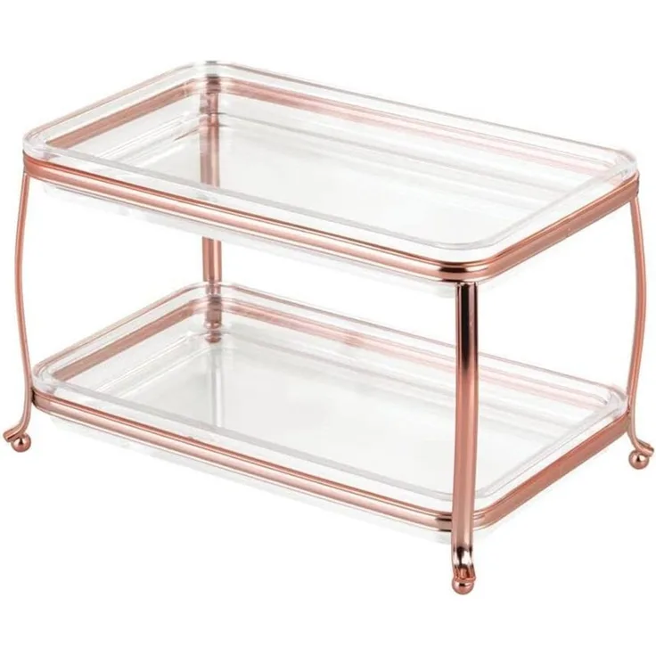 Schminkaufbewahrung Kosmetik Organizer 2 Etagen mDesign transparent/rosegold
