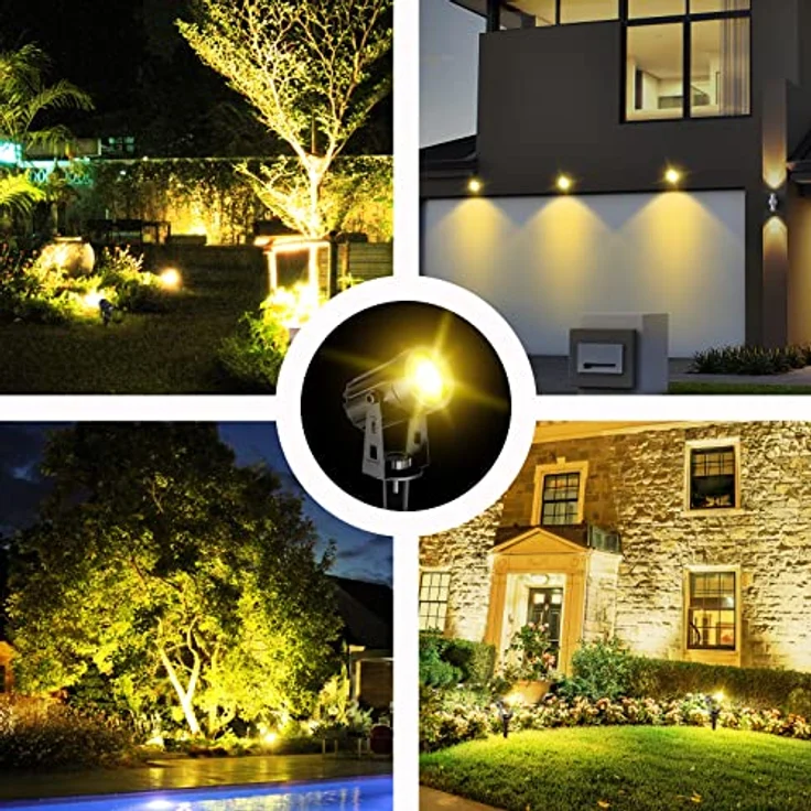 T-SUN Solarleuchte Garten, 4er Set LED Gartenstrahler, 3000K Warmweiß, IP65 wasserdicht, automatischer Schalter, einstellbar, Solarbetrieben – Bild 5