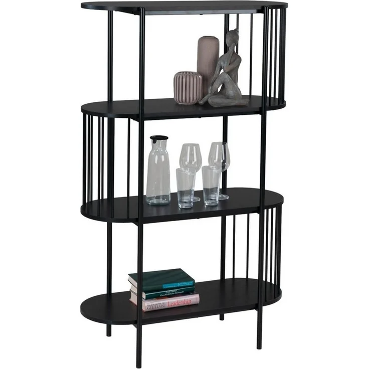 Bücherregal Adele / 300.001734, Holzwerkstoff, Stahl, Schwarz, 80 x 134 x 34 cm – Bild 1