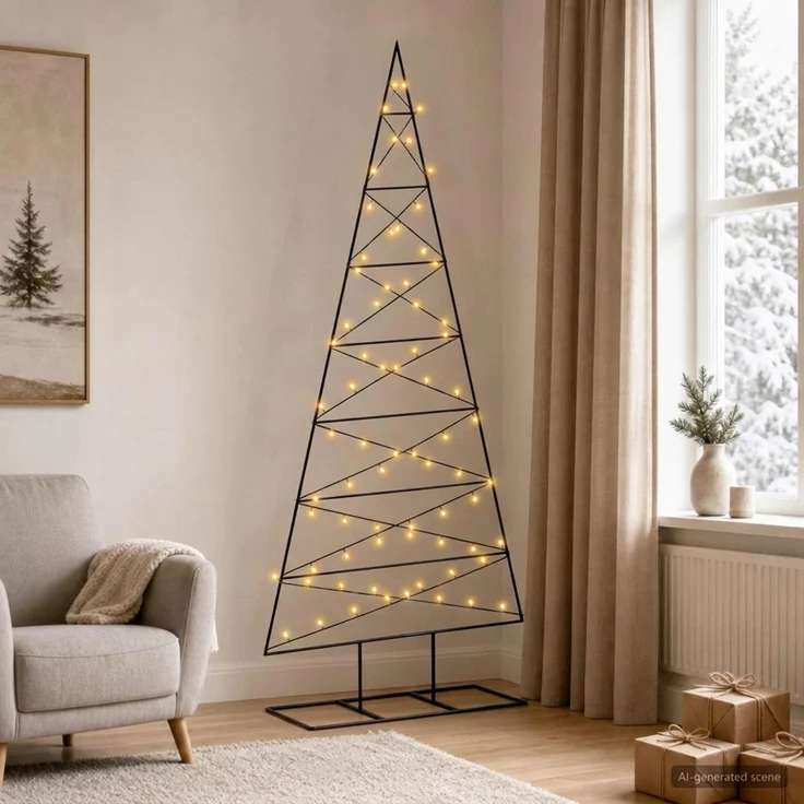 vidaXL Metall Weihnachtsbaum KUOPIO 180 cm Warmes Weiß Stahl Schwarz 42054050 – Bild 1