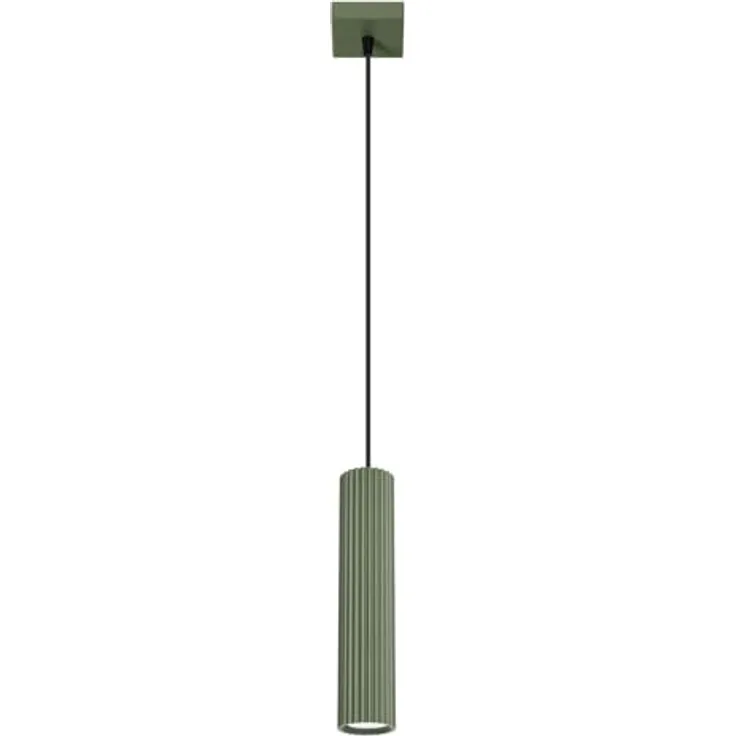 SOLLUX lighting Hängelampe 1-flammig aus Aluminium, moderne Pendelleuchte in Karbon Olivgrün, Maße 8 x 8 x 118 cm, kompatibel mit GU10 LED bis 10 W, IP20 Schutzklasse