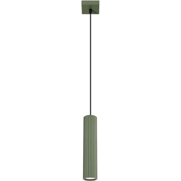 SOLLUX lighting Hängelampe 1-flammig aus Aluminium, moderne Pendelleuchte in Karbon Olivgrün, Maße 8 x 8 x 118 cm, kompatibel mit GU10 LED bis 10 W, IP20 Schutzklasse – Bild 1