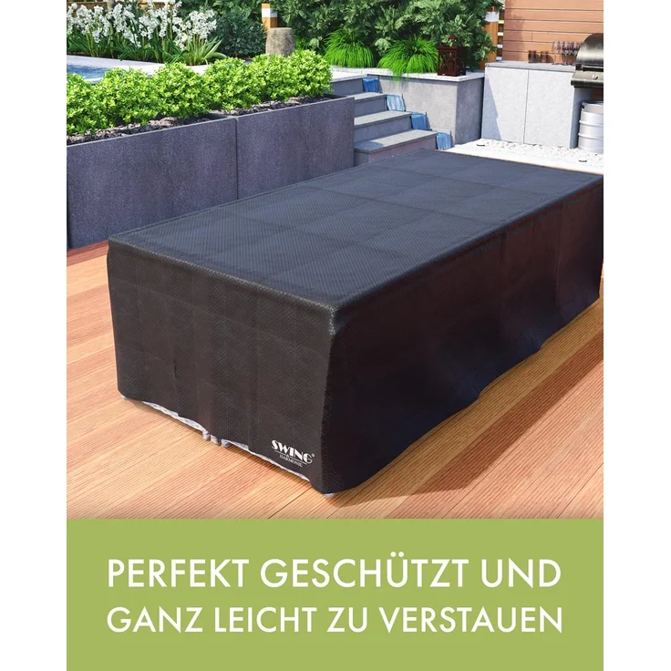 Swing&Harmonie Garten-Essgruppe Poly Rattan Sitzgruppe Esstisch Lounge Gartenmöbel, (Sitzgarnitur, Tisch, Stühle, Hocker Garnitur Set) – Bild 7