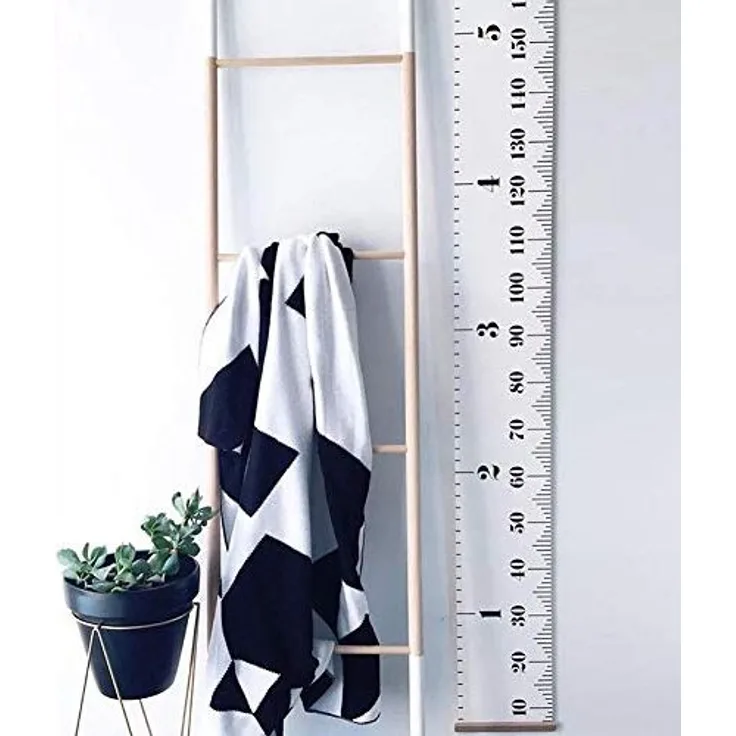 bestmall Messlatte für Kinder Wand Höhe Diagramm Leinwand Kinderzimmer Hängende Wachstumskarte Wachstumsmesser Messleiste 20x200 cm