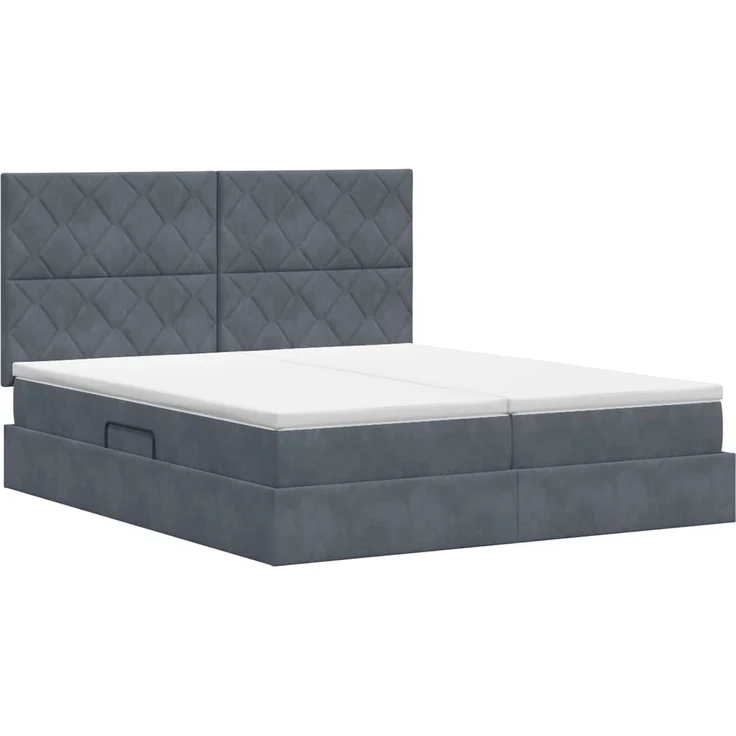 vidaXL Aufbewahrungsbett mit Kopfteil Dunkelgrau 200 x 200 cm Samt 3459844 – Bild 8