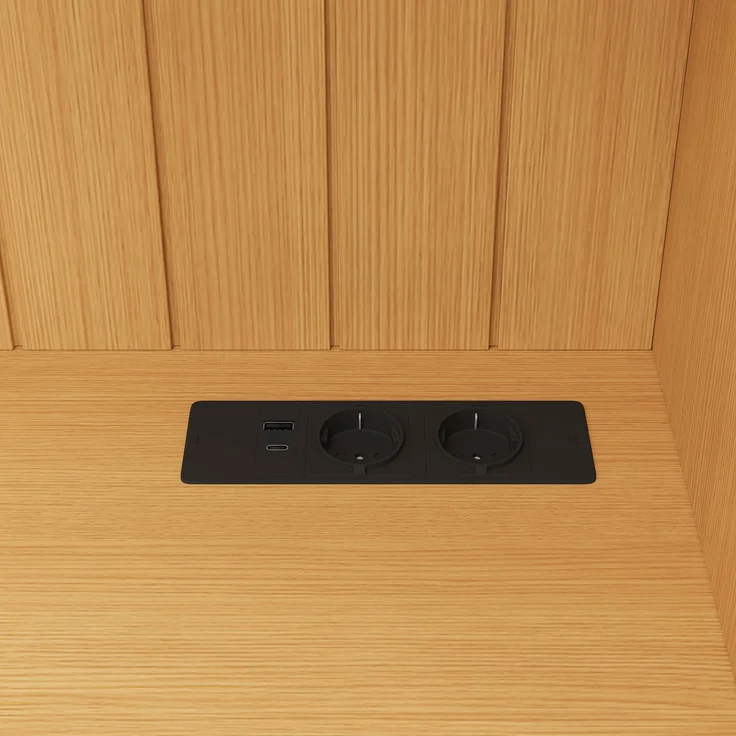 Buffetschrank 120 x 40 x 191 cm aus Spanplatte mit Glastüren, Schublade, Gläserhalter und Steckdosen – Bild 9