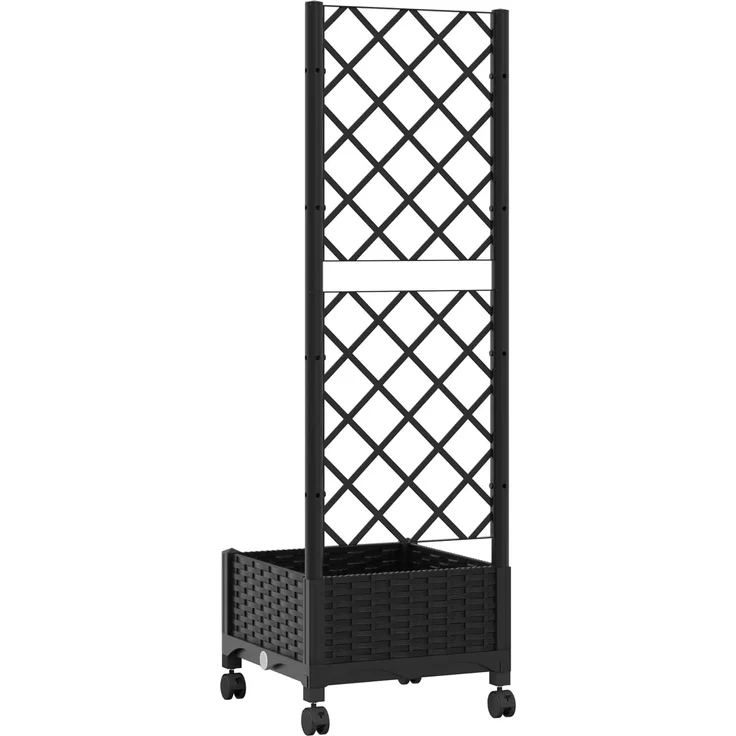 vidaXL Pflanzkübel mit Spalier und Rädern Schwarz 40 x 40 x 131,5 cm 3422915 – Bild 5