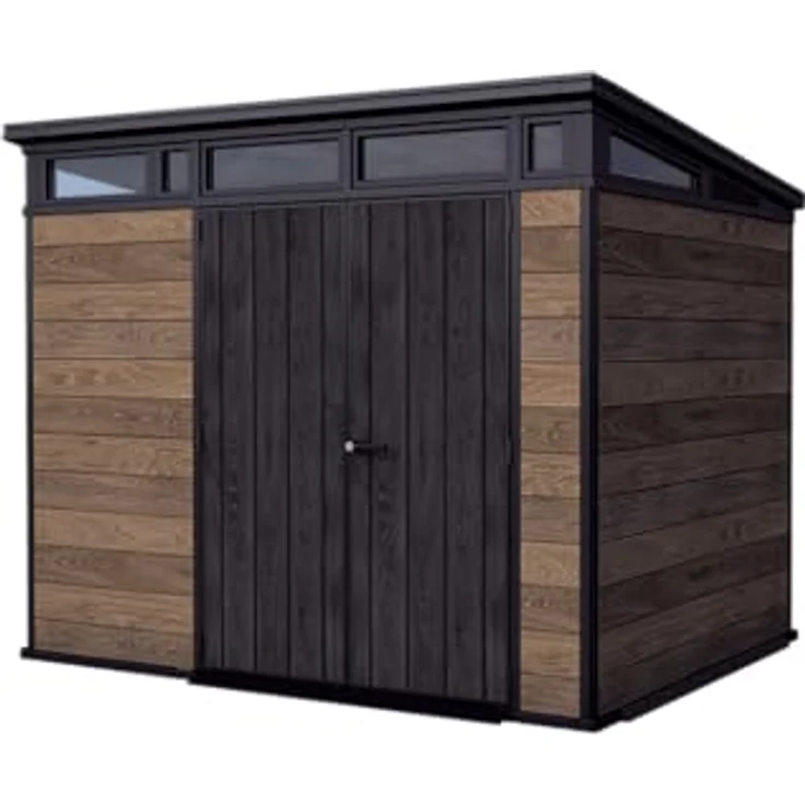 Keter Kunststoff Gerätehaus Signature Walnuss 9x7 inkl. Fußboden 279 x 218 cm braun Holzoptik – Bild 2