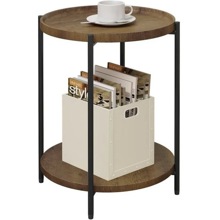 Woltu Beistelltisch (1-St), mit 2 Ablagen Abnehmbarer Tischplatte aus MDF – Bild 4