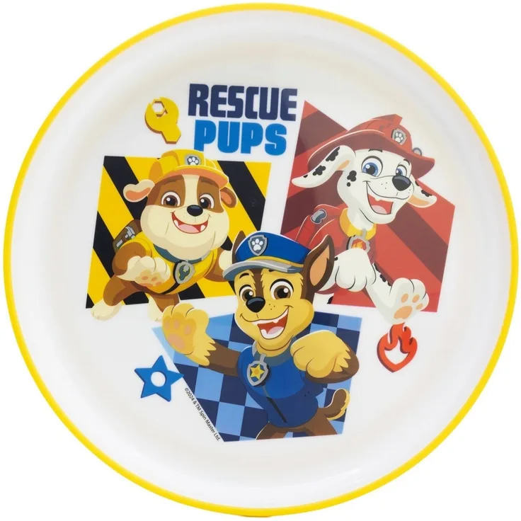 Paw Patrol Kinder Teller mit rutschhemmender Basis Premium Bicolor für Esstisch und Alltag
