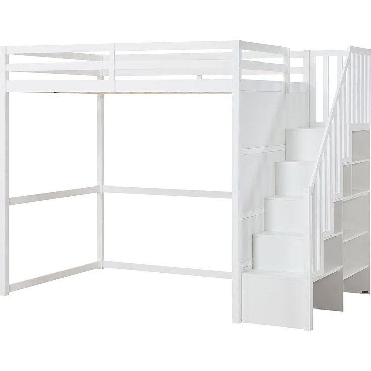 Vente-unique - Hochbett 140 x 190 cm - Kiefer und MDF - Weiß - MENIZI – Bild 3
