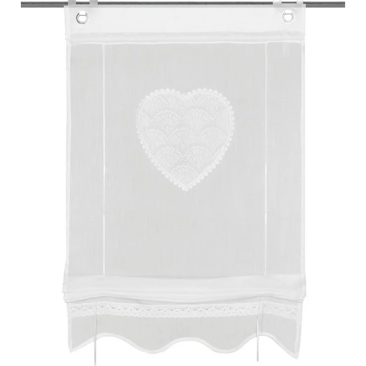HOME WOHNIDEEN Bändchenrollo CORAZON, mit Hakenaufhängung, Bändchenrollo, bestickt – Bild 2