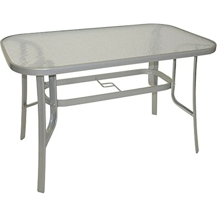 Gartentisch Tisch mit Glasplatte und Stahlgestell 120x70 cm