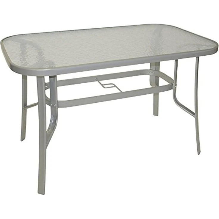 Gartentisch Tisch mit Glasplatte und Stahlgestell 120x70 cm – Bild 1