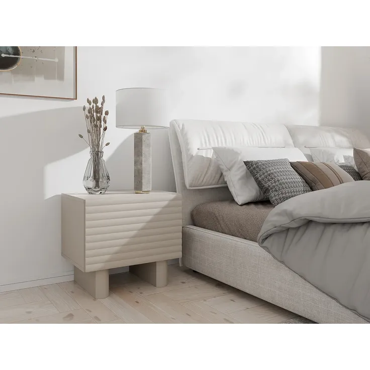 Vente-unique - LUDIMA Nachttisch Holz, Platte Beige - B 36,8 cm x H 46,1 cm x L 50 cm