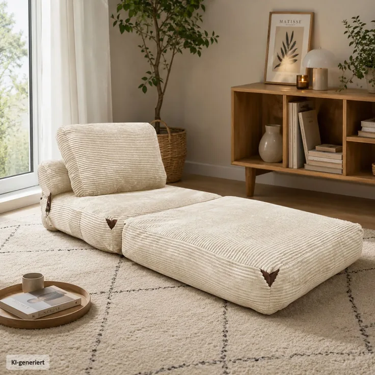 HTI-Living Loungesessel Klappsessel Aruna mit Schlaffunktion in Weiß (1 Stück, 1-St), gemütliche Sitzhöhe