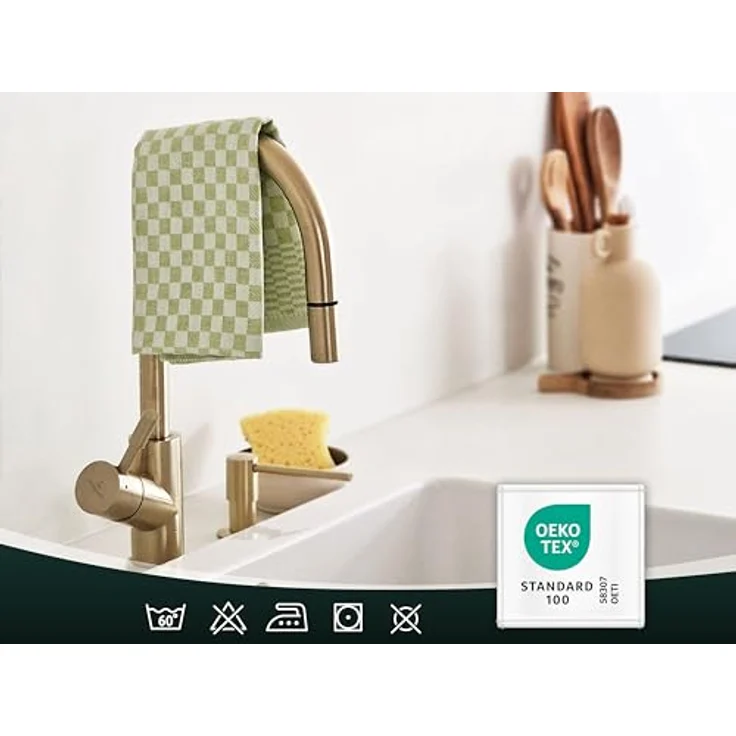 ZOLLNER 20er Set Geschirrtücher Baumwolle in 46x70 cm - super saugstarke und robuste Küchentücher – waschbar bis 60°C – in grün kariert - Gastronomiequalität - Oeko Tex® Zertifiziert – Bild 6