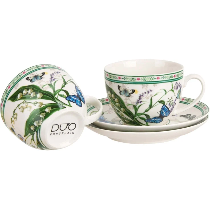 DUO 2er-Set Tassen FLOWER DREAM, 270 ml mit Untertassen, New Bone China Porzellan – Bild 3