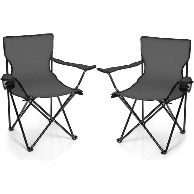 BigDean Campingstuhl 2x Faltstuhl DUNKELGRAU Campingstuhl (Packung, 2 St), Klappbar, Belastbar 120kg, Leichtgewichtig, Breite Standfüße