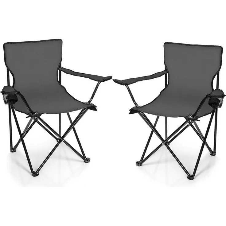 BigDean Campingstuhl 2x Faltstuhl DUNKELGRAU Campingstuhl (Packung, 2 St), Klappbar, Belastbar 120kg, Leichtgewichtig, Breite Standfüße