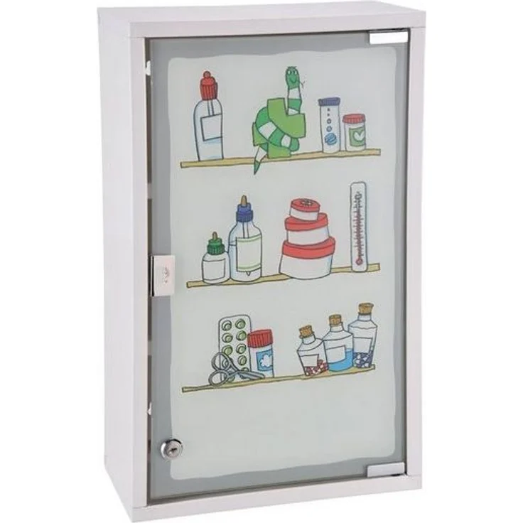 Spetebo Medizinschrank XXL Metall Medizinschrank Glastür bunt - 50x30 cm (Stück, 1-St, Medikamentenschrank) Arzneischrank mit 3 Fächern – Bild 2