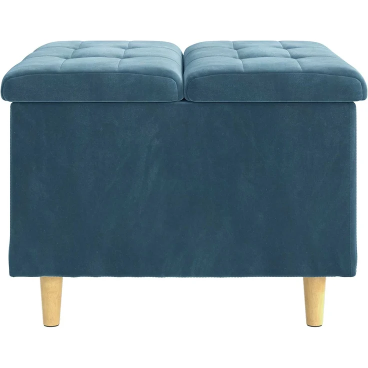vidaXL Ottoman mit Stauraum Blau 60 x 60 x 45 cm Samt 876824 – Bild 5