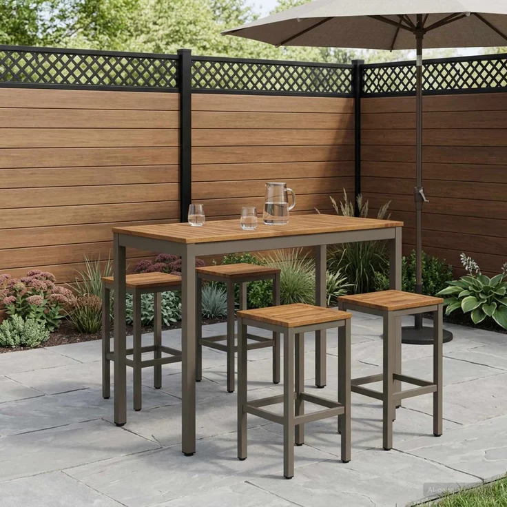 vidaXL Gartenbar-Tisch Natur und Kaffee 108,5 x 55 x 105 cm 901342 – Bild 1