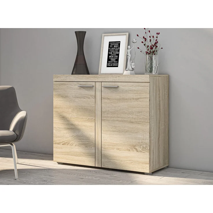 AX LIVING Schmal Kommode Spacoro 2D – Eleganz für Ihr Zuhause, Sonoma – Bild 1