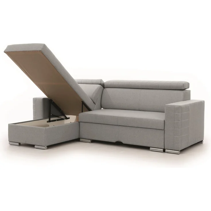 Ecksofa inkl. Hocker und Sessel CANTON Stoff Liverpool Aschgrau Ottomane Links – Bild 2