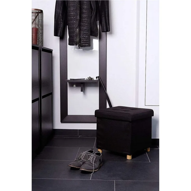 dibea Sitzhocker Klapphocker Sitzbank Aufbewahrungsbox 38 x 38 x 38 cm, braun