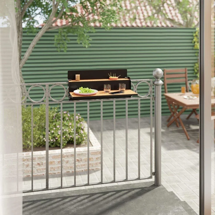 FORFUN Tischregal - Ideal für kleine Balkone - Schwarz - Verstellbares Balkonregal Levira – Bild 2