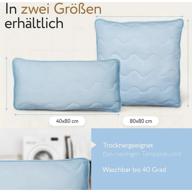 Herlag Kopfkissen 2-in-1 Sommer- & Winterseite, Bauchschläfer, Rückenschläfer, Seitenschläfer, Ganzjahres-Wendekissen Kühlend & Wärmend – Bild 3
