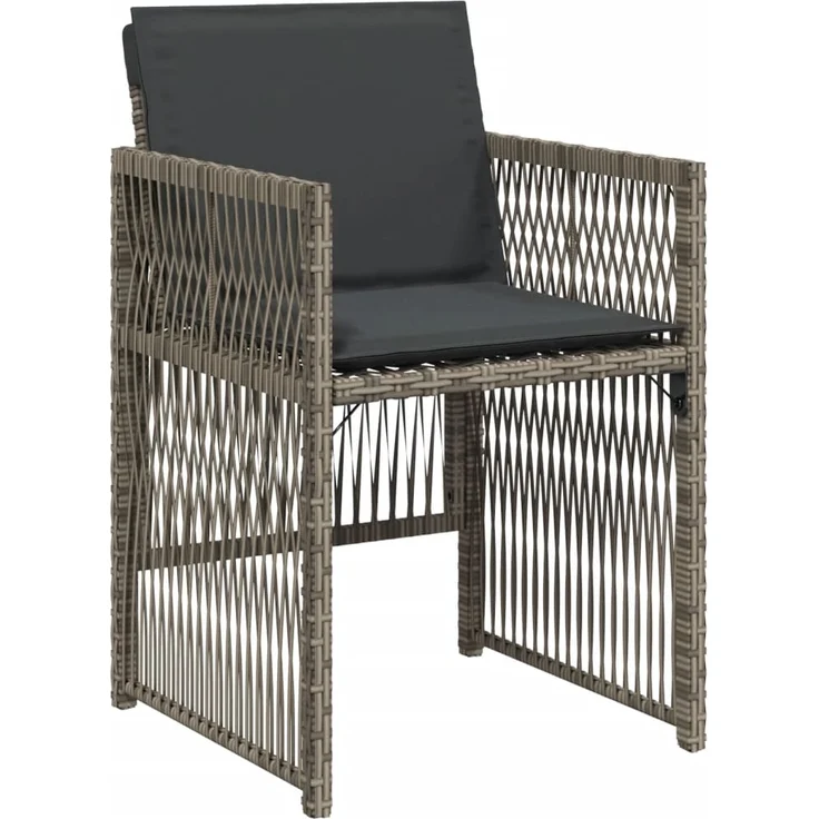 vidaXL Gartenstühle mit Kissen 4 Stk. Grau Poly Rattan 364968 – Bild 3