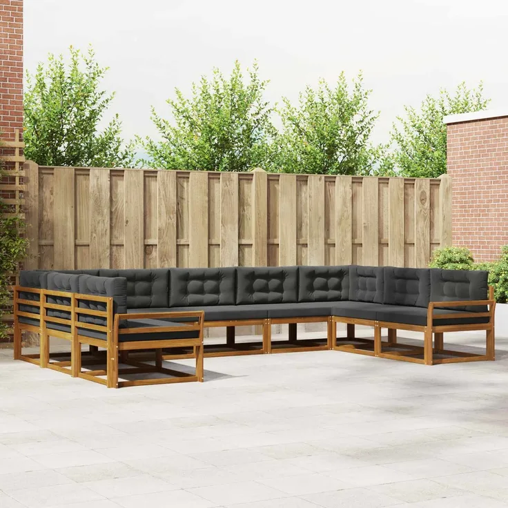 vidaXL Outdoor-Sofagarnitur 9 stk. 9-Sitzer Natur und Anthrazit 3368170