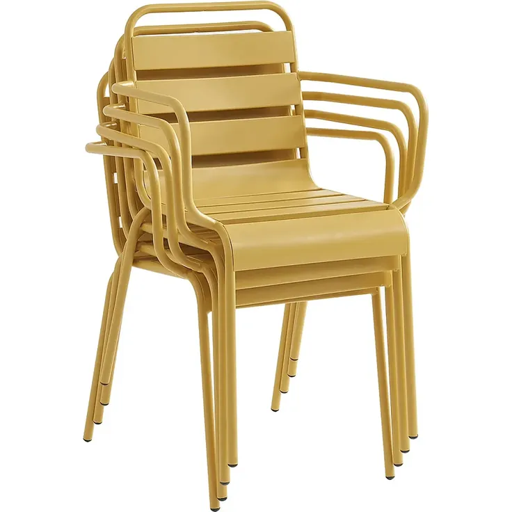 Vente-unique - MIRMANDE Gartenessgruppe Metall Gelb - B 100 cm59 cm x H 75 cm79 cm x L 200 cm56 cm – Bild 4