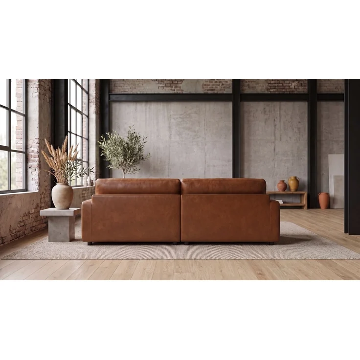 KAWOLA Sofa MARLIN 3-Sitzer Lederfaserstoff cognac 80 x 100 x 262 cm – Bild 6