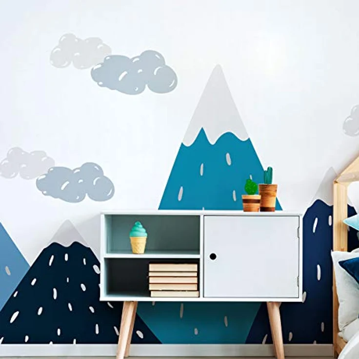 Wandaufkleber, selbstklebend, für Kinder, Riesen-Dekoration, skandinavische Berge für Kinderzimmer, Trekka, 100 x 280 cm – Bild 4