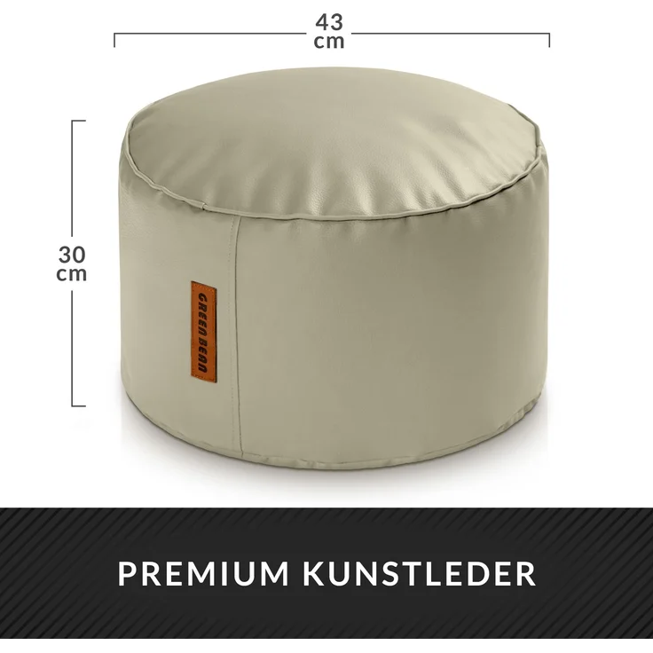 Green Bean® Sitzhocker aus Kunstleder - Pouf mit EPS Perlen Füllung - 43 x 30 cm - perfekte Ergänzung zum Sitzsack - Grau-Beige – Bild 4
