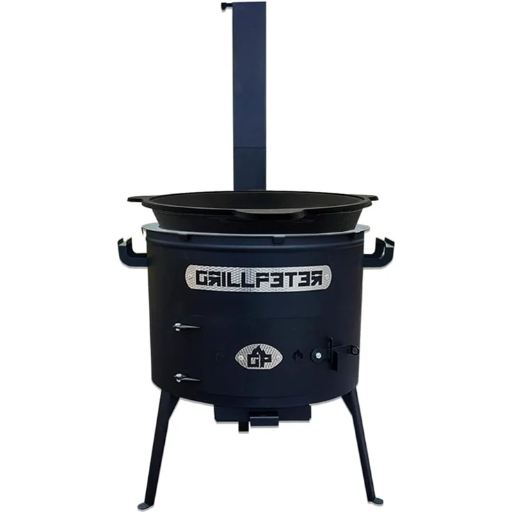 Grillpeter Utschak Asamat Ø45cm mit Kazan aus Gusseisen 22L, schwarz – Bild 1