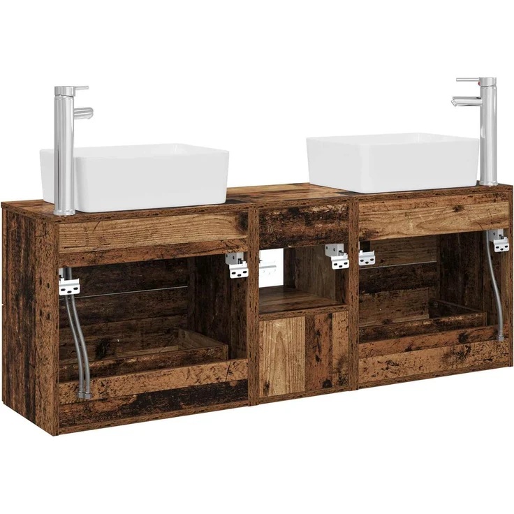 vidaXL Badezimmerschrank-Set 3 stk. Altholz 136 x 35 x 80 cm 3405857 – Bild 8